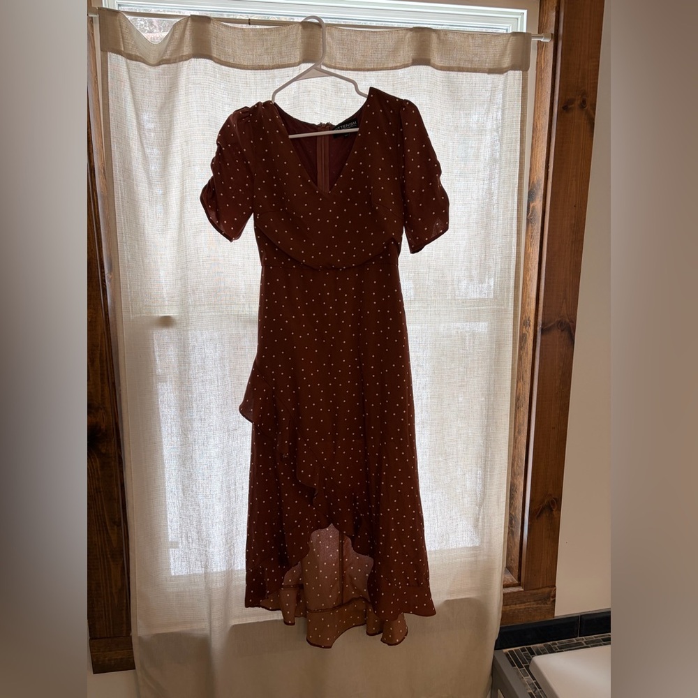Kittenish Brown Polka Dot Dress